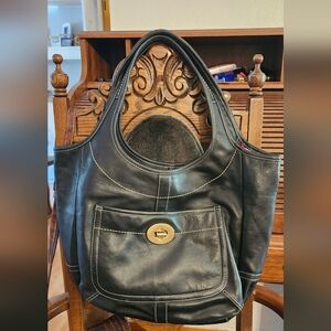 Elegant Large Black Leather Tote Bag